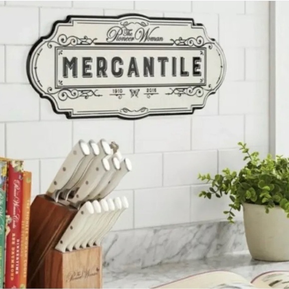 The Pioneer Woman Mercantile Sign Ree Drummond 20” Embossed Tin Farmhouse Booth - Picture 2 of 11